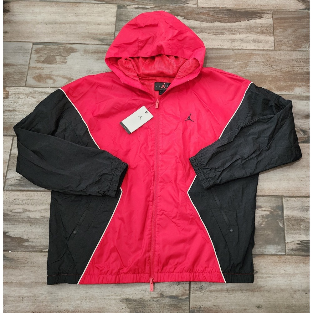 Nike Jordan Brooklyn Hooded Draft Jacket Varsity Red Black Size XXL HF9333-636